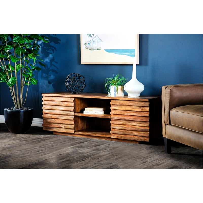 2-door TV Console with Adjustable Shelf Natural