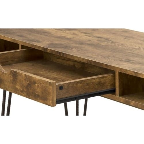 Olvera 1-drawer Writing Desk Antique Nutmeg and Dark Bronze