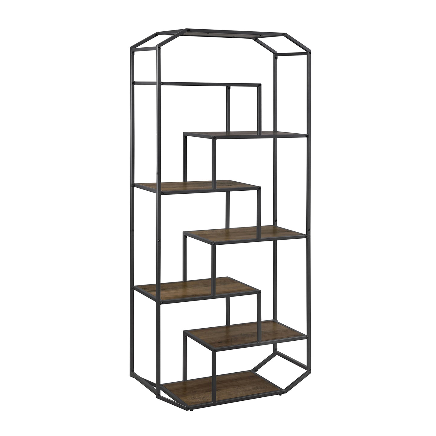 6-shelf Bookcase Rustic Brown and Dark Grey