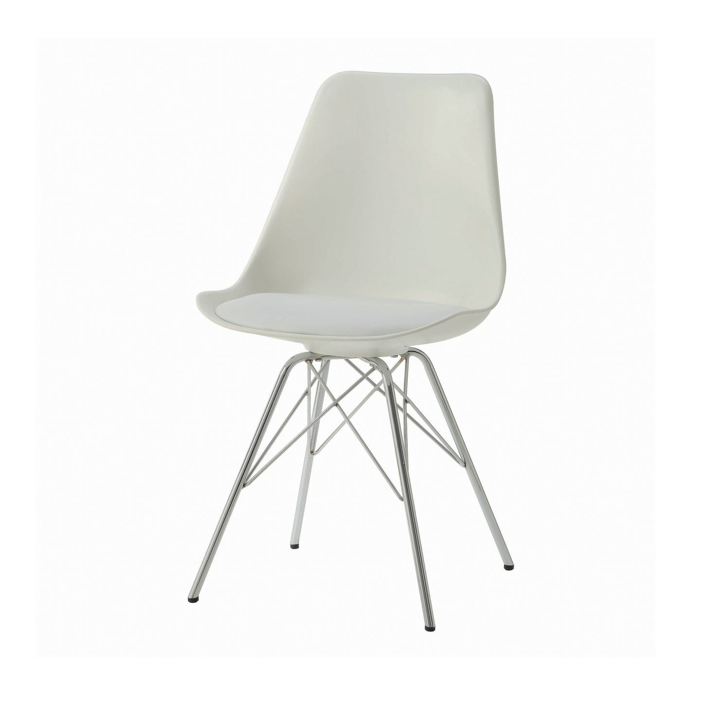 Juniper Armless Dining Chairs White and Chrome (Set of 2)