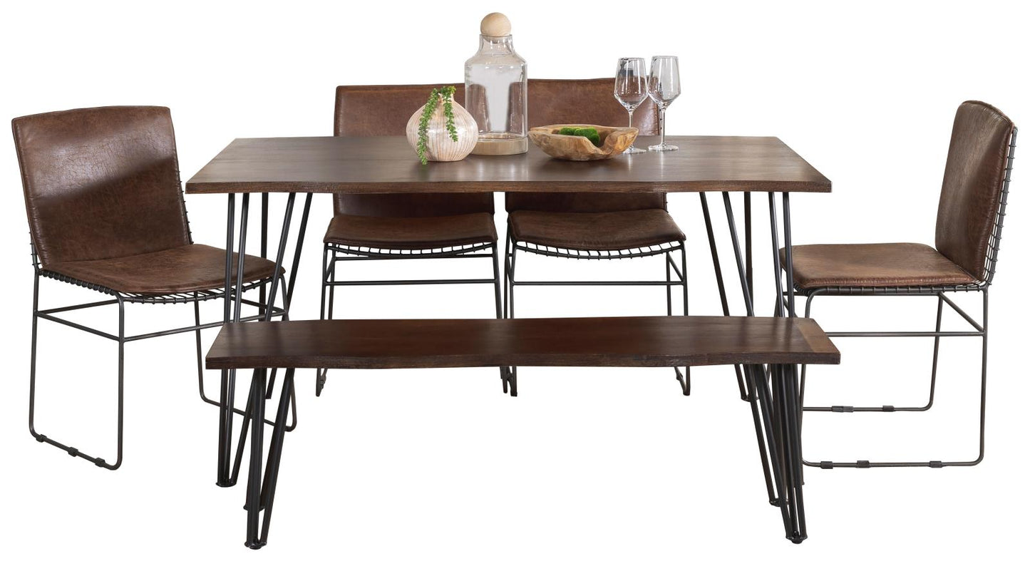 Topeka 6-piece Dining Set Mango Cocoa and Gunmetal