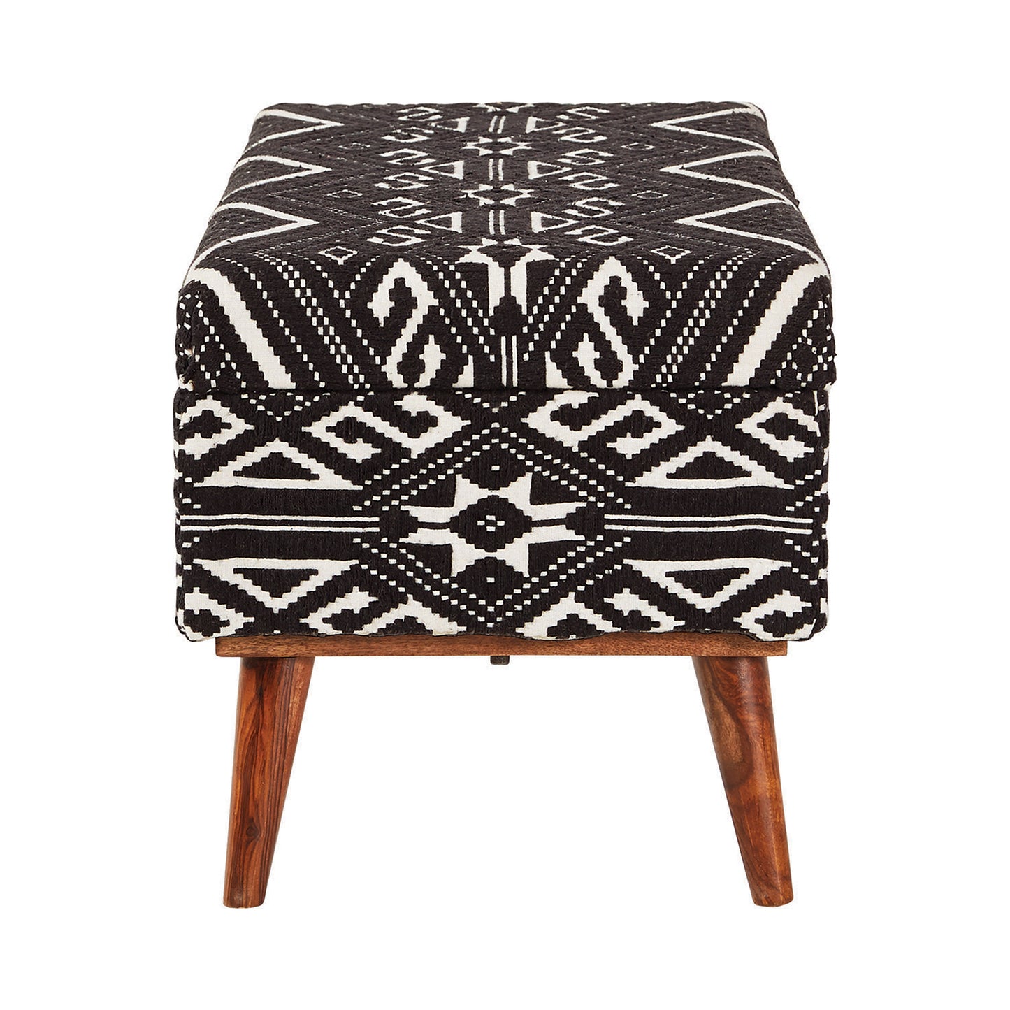 Upholstered Storage Bench Black and White