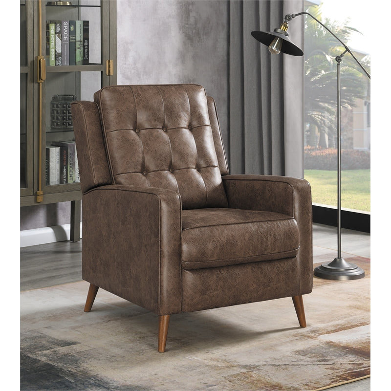 Upholstered Tufted Push Back Recliner Brown