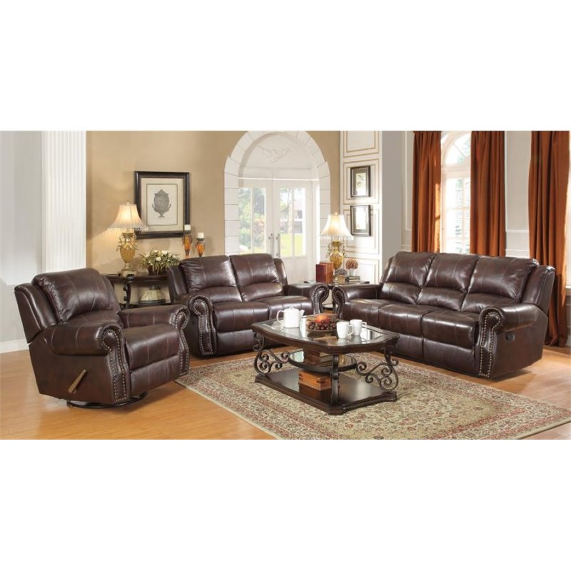 Sir Rawlinson Upholstered Living Room Set Dark Brown