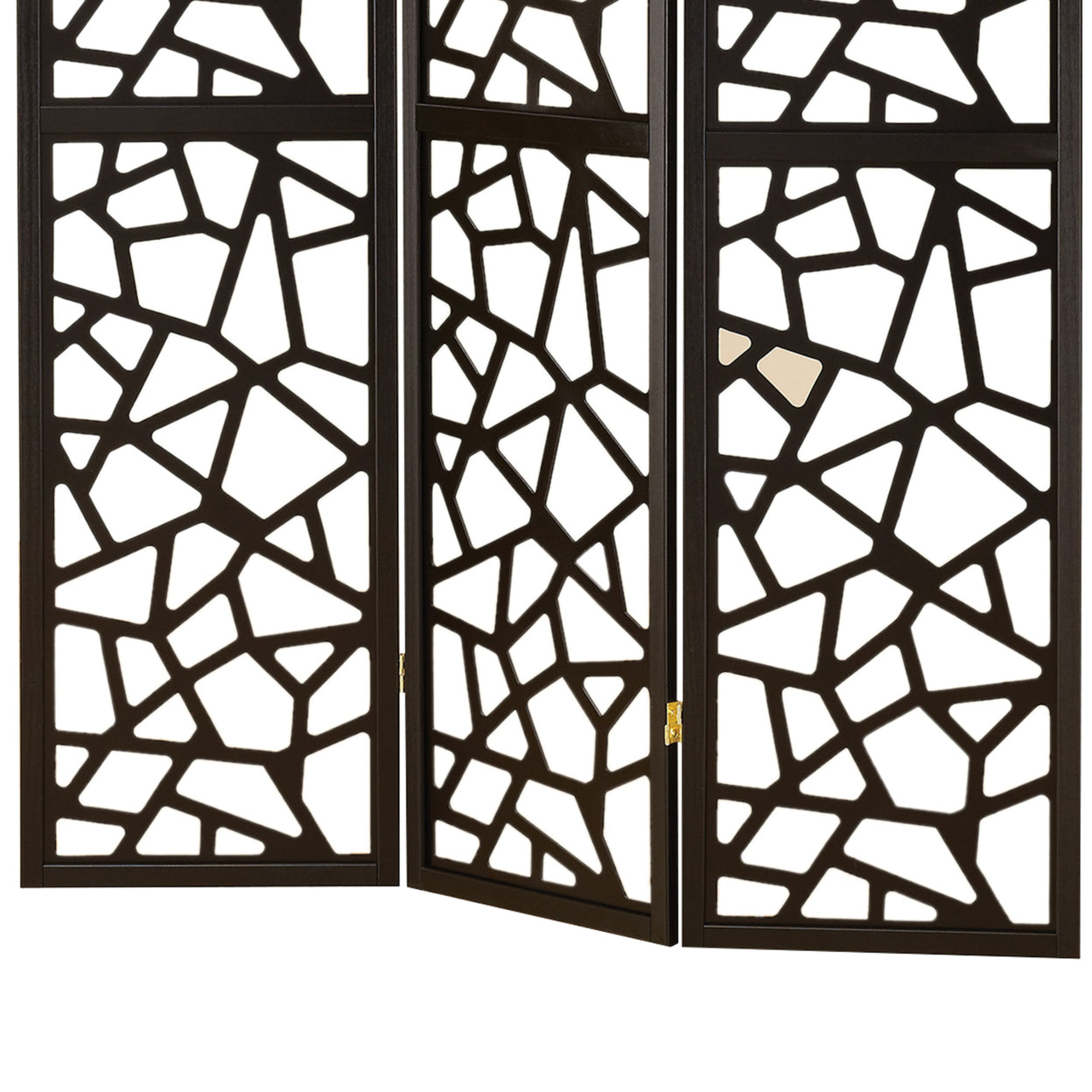 3-panel Open Mosaic Pattern Room Divider Black