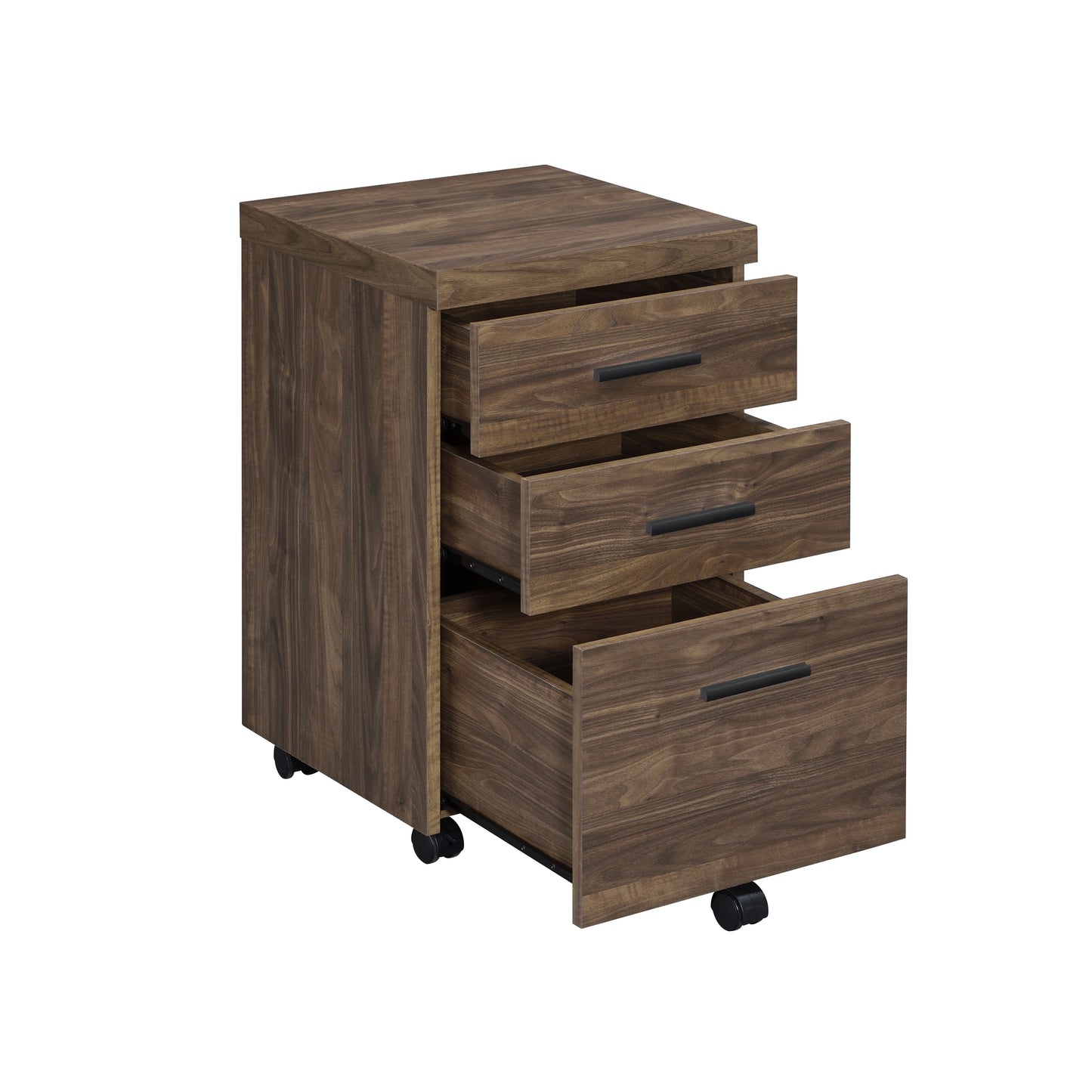 Luetta 3-drawer Mobile Storage Cabinet with Casters Aged Walnut