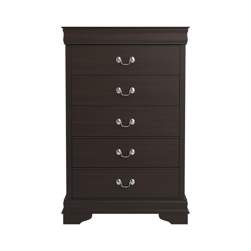 Louis Philippe 5-drawer Chest with Silver Bails Cappuccino
