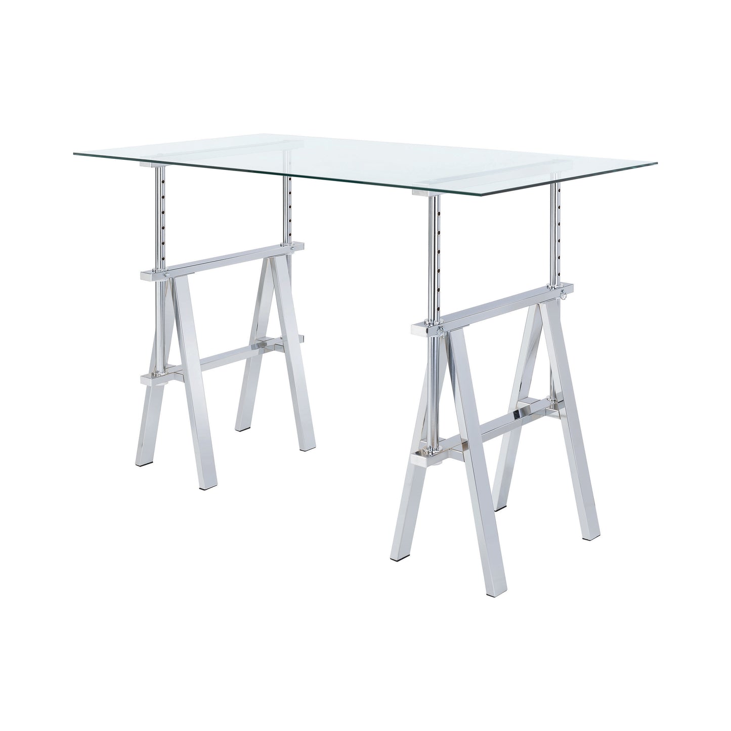 Statham Glass Top Adjustable Writing Desk Clear and Chrome