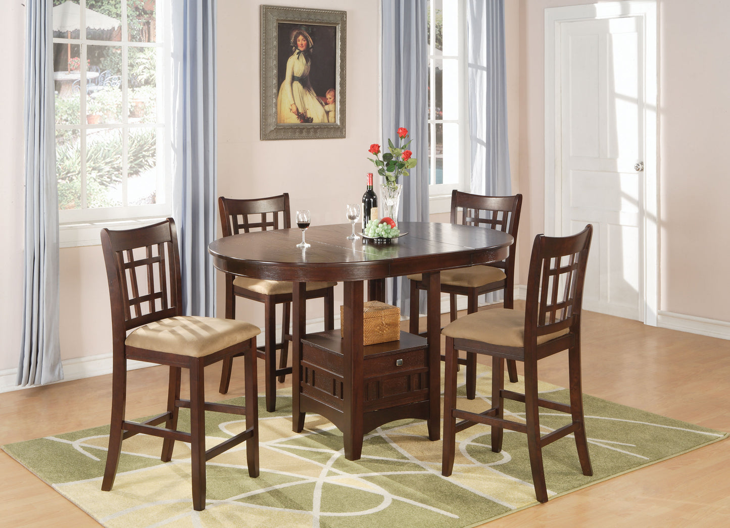 Lavon 5-piece Counter Height Dining Room Set Warm Brown and Tan