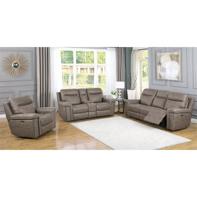 Wixom 1-drawer Power^2 Loveseat with Console Taupe
