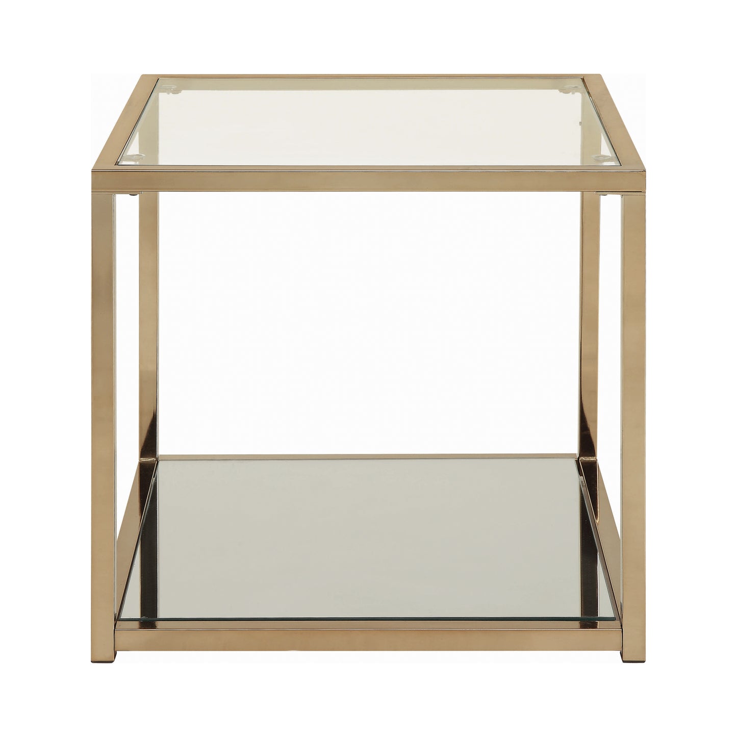 End Table with Mirror Shelf Chocolate Chrome