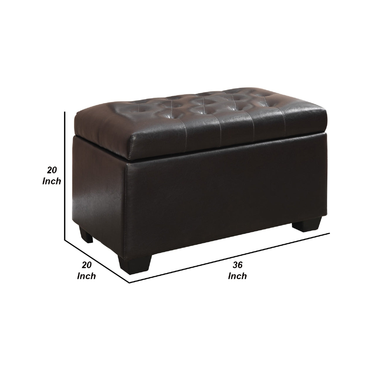 Button-Tufted Storage Ottoman Dark Brown