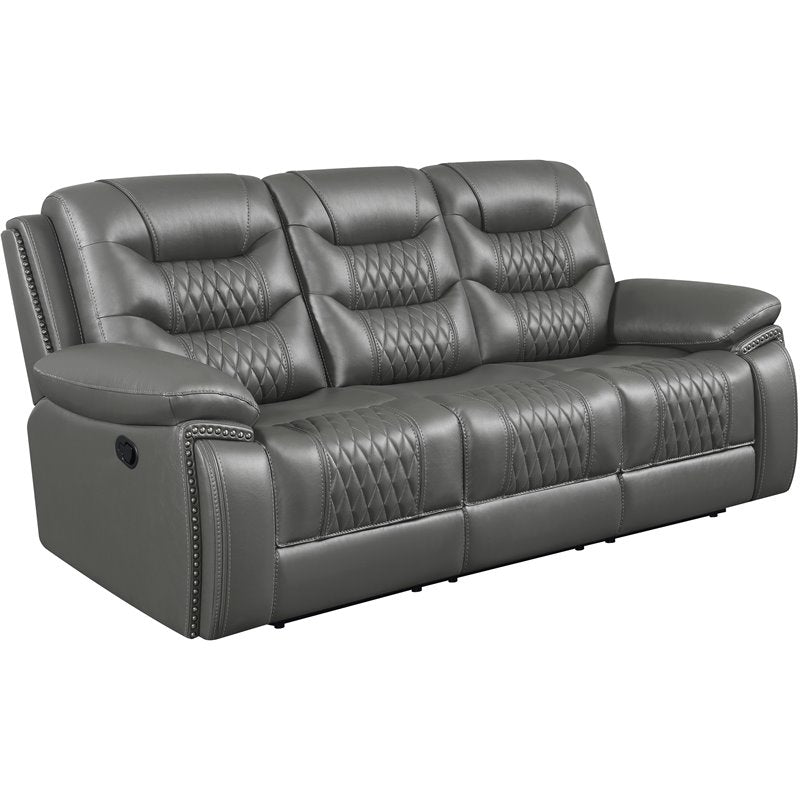 Flamenco 2-piece Tufted Upholstered Motion Living Room Set Charcoal