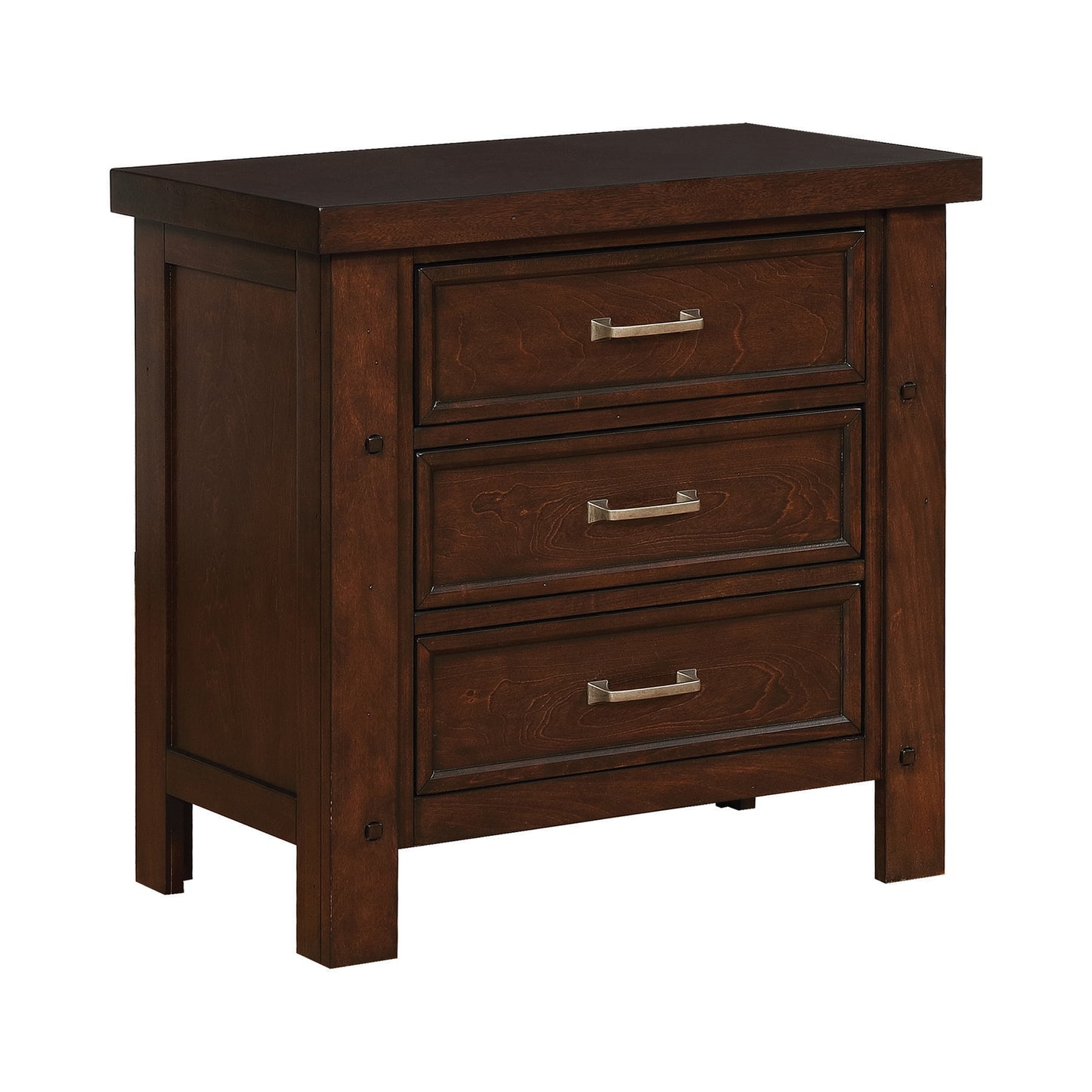 Barstow 3-drawer Rectangular Nightstand Pinot Noir