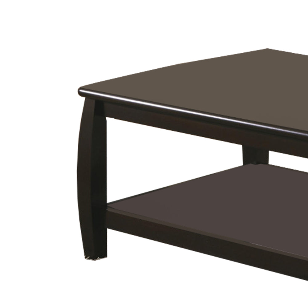 Rectangular Coffee Table with Lower Shelf Espresso