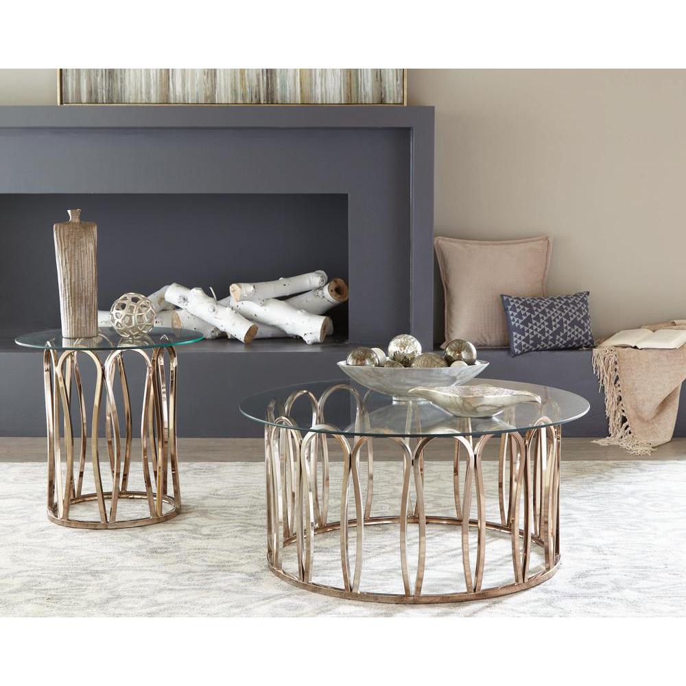 Round Coffee Table Chocolate Chrome and Clear