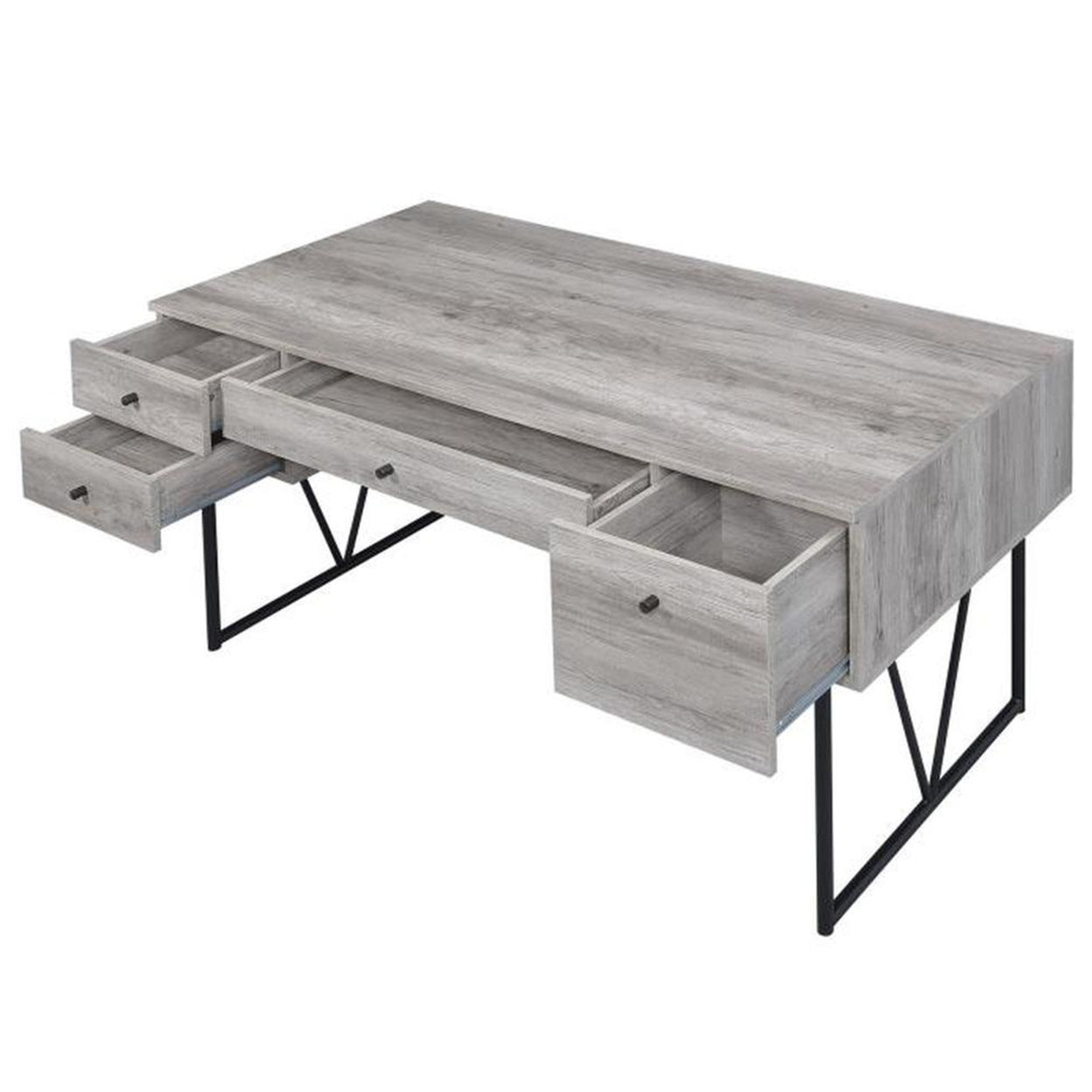 Analiese 4-drawer Writing Desk Grey Driftwood