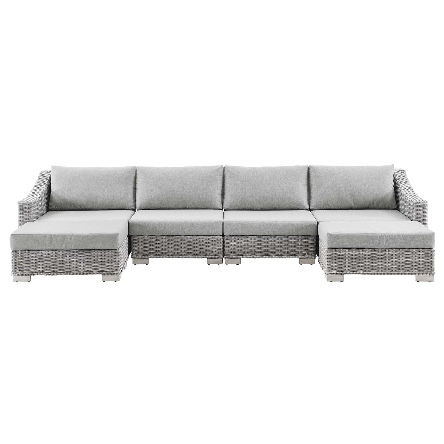 Conway Outdoor Patio Wicker Rattan 6-Piece Sectional Sofa Furniture Set