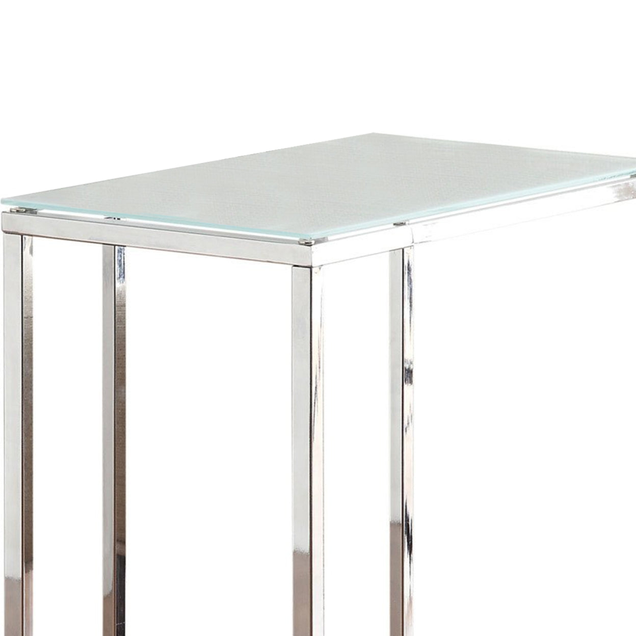 Glass Top Accent Table Chrome and White