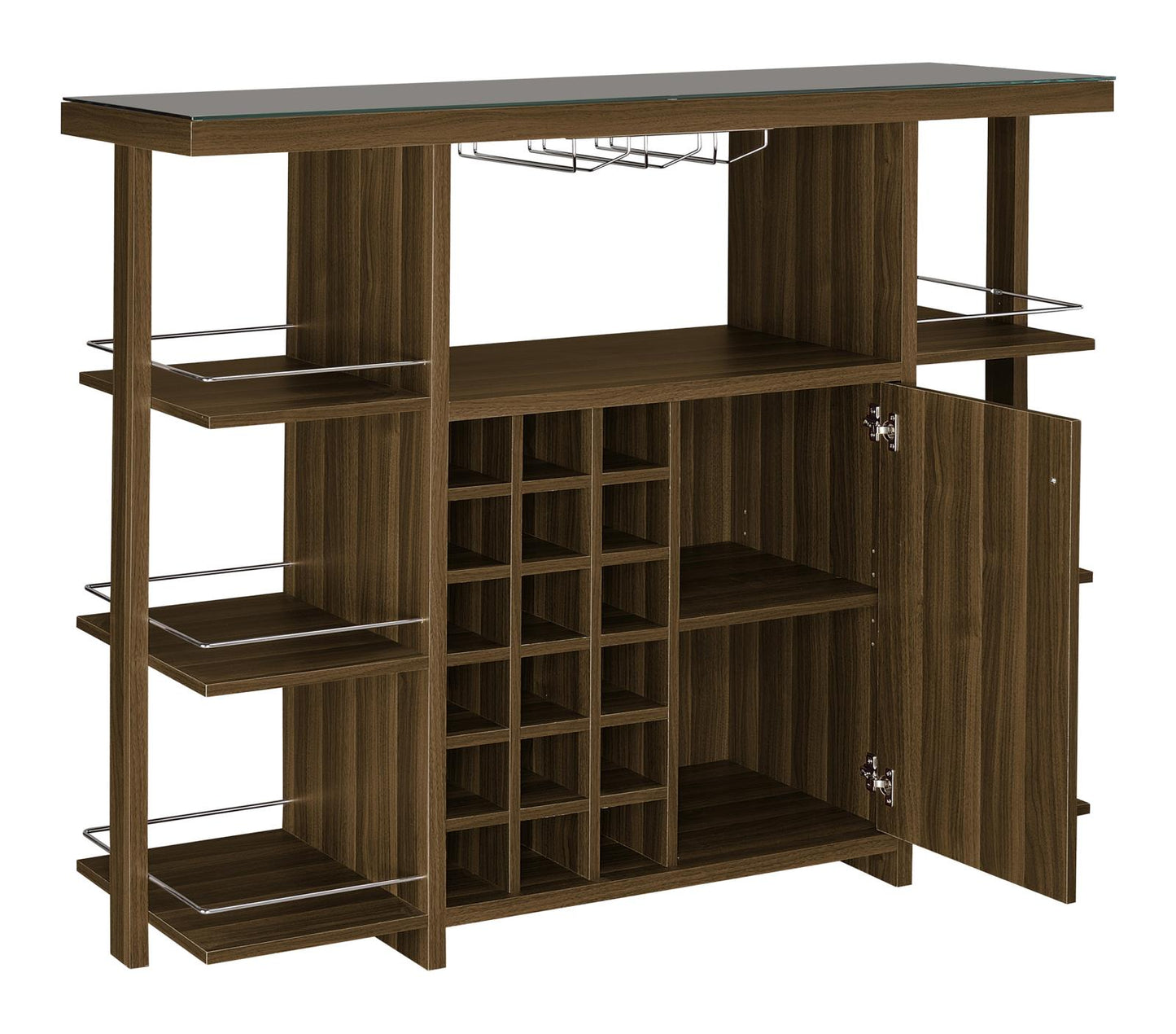 Diggs Bar Unit with Wine Bottle Storage Walnut