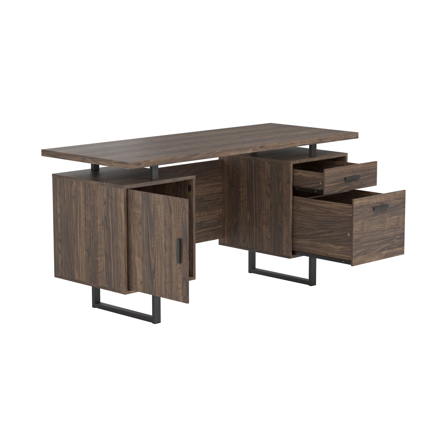 Lawtey Floating Top Office Desk Aged Walnut