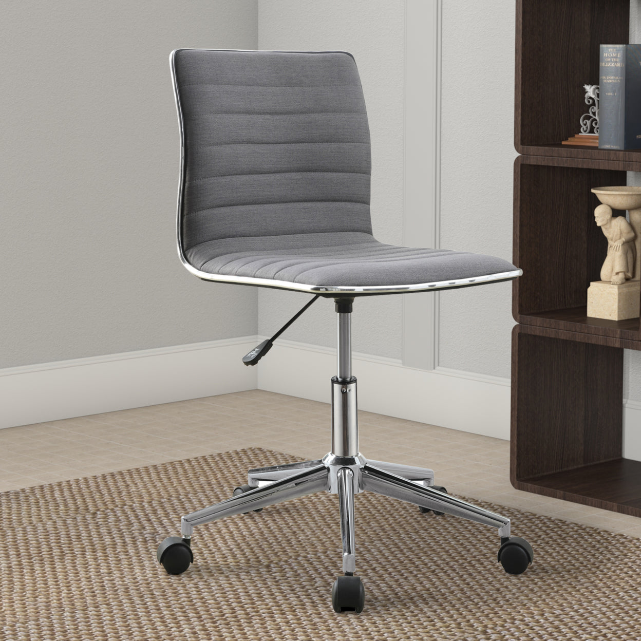 Adjustable Height Office Chair Grey and Chrome