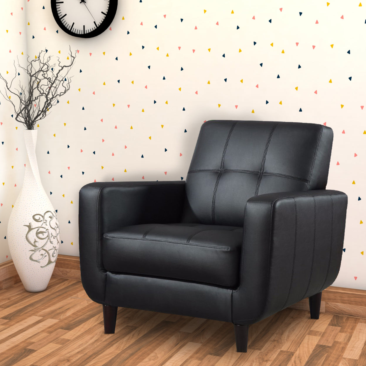 Padded Seat Accent Chair Black