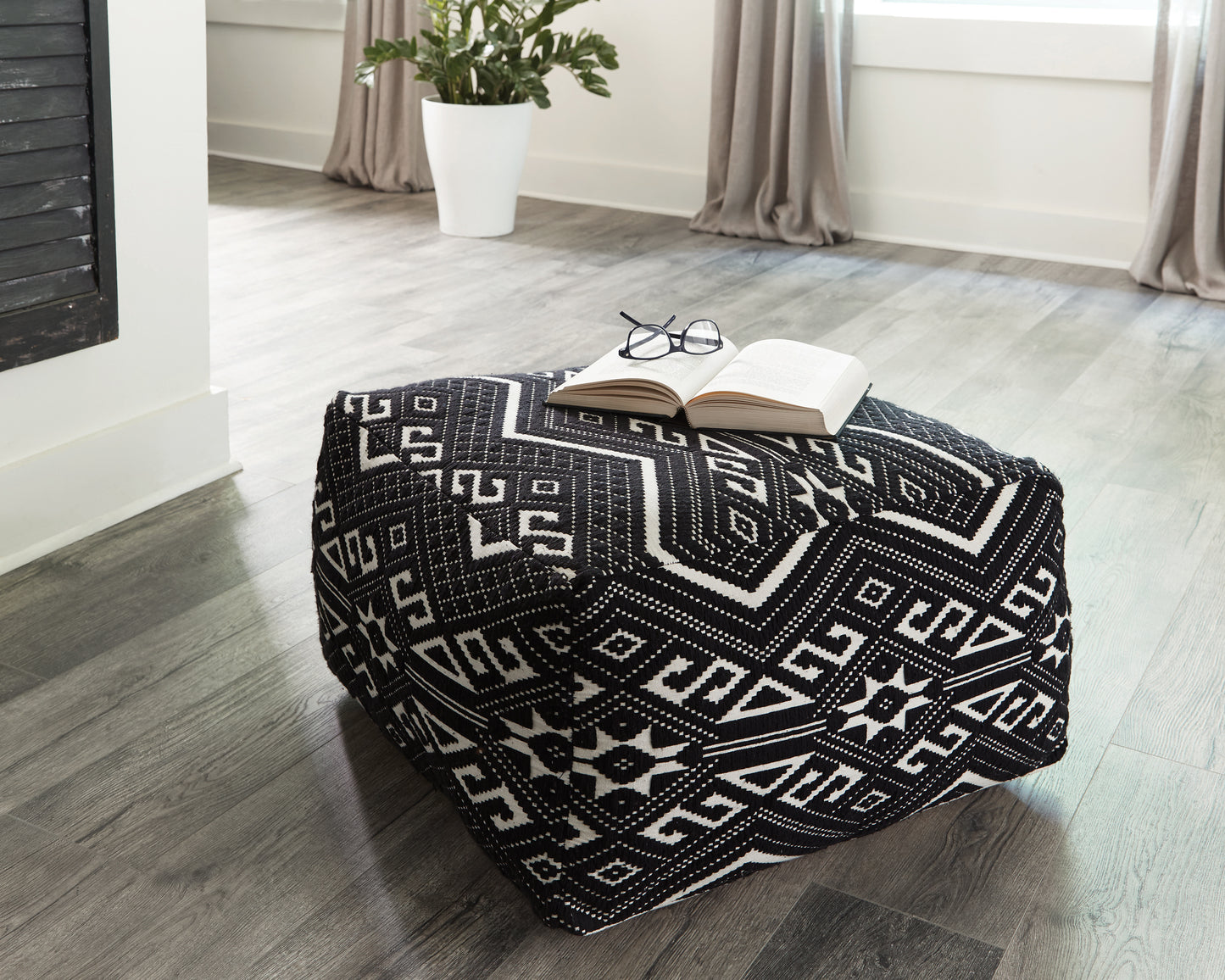 Accent Stool Black and White