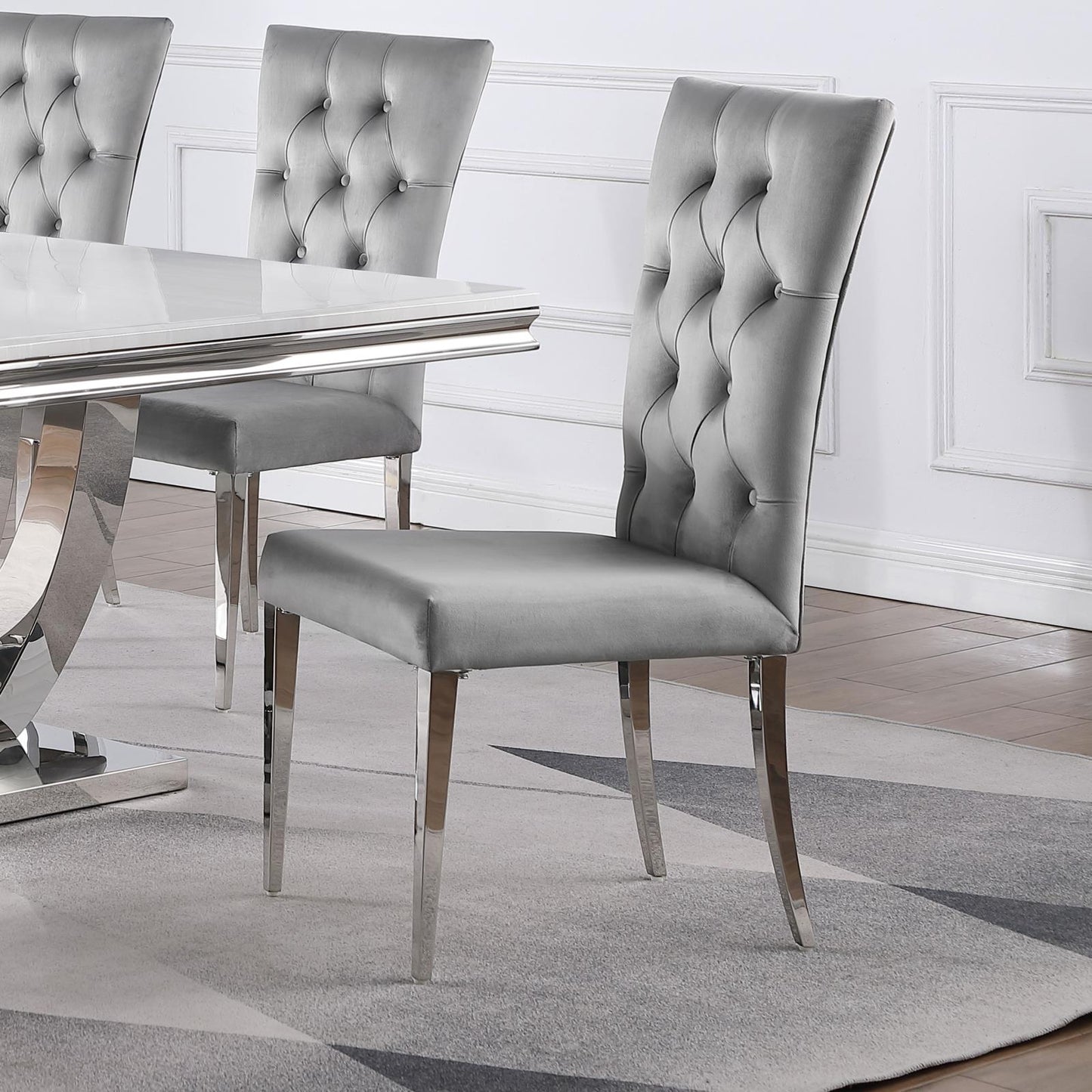 Kerwin Tufted Upholstered Side Chair (Set of 2) Grey and Chrome