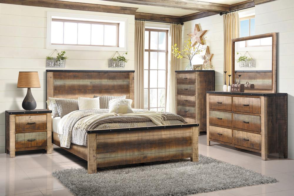 Sembene Queen Panel Bed Antique Multi-color