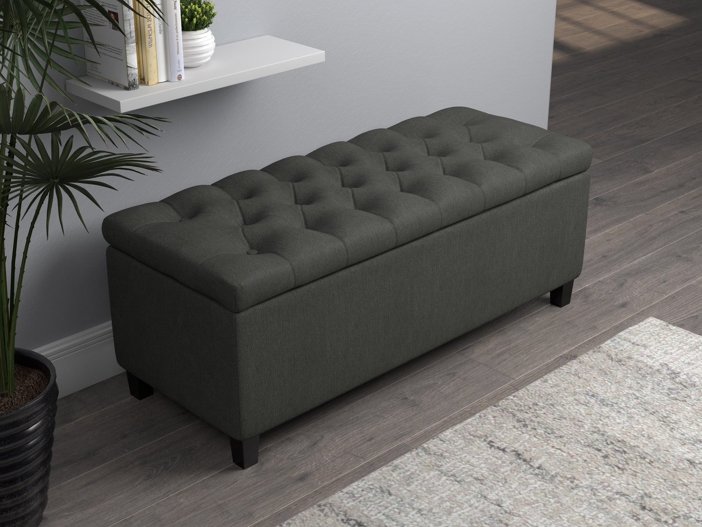 Lift Top Storage Bench Charcoal