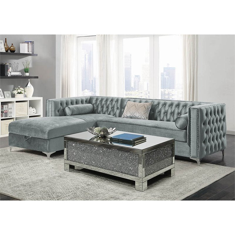 Bellaire Button-tufted Upholstered Sectional Silver