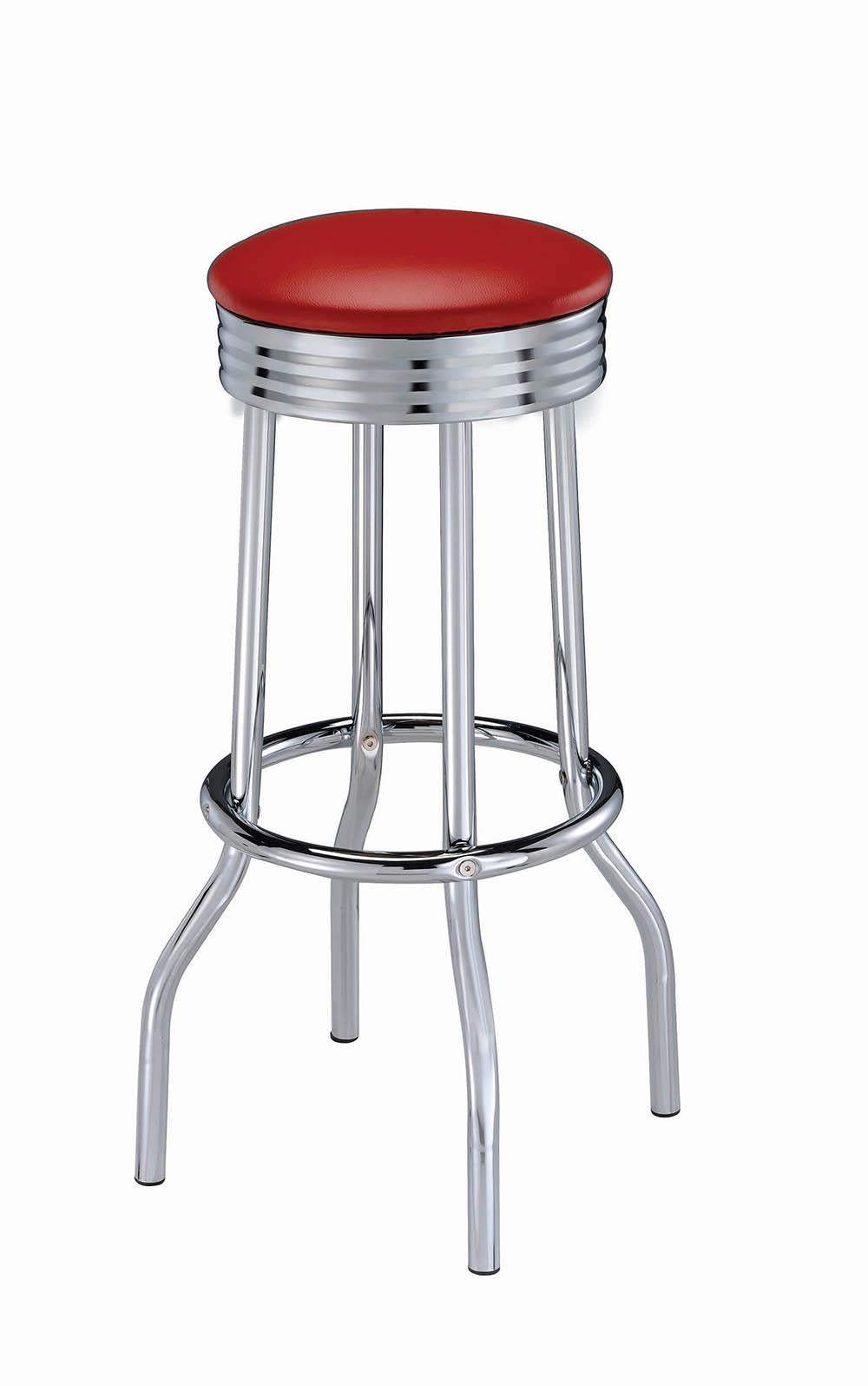 Hopkins Upholstered Top Bar Stools Red and Chrome (Set of 2)