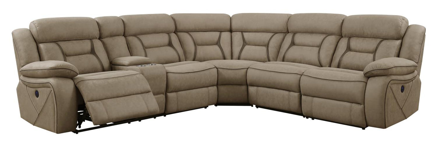 Higgins Four-Piece Upholstered Power Sectional Tan