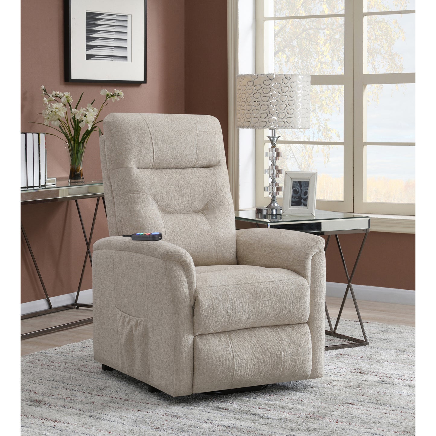 Power Lift Recliner with Storage Pocket Beige