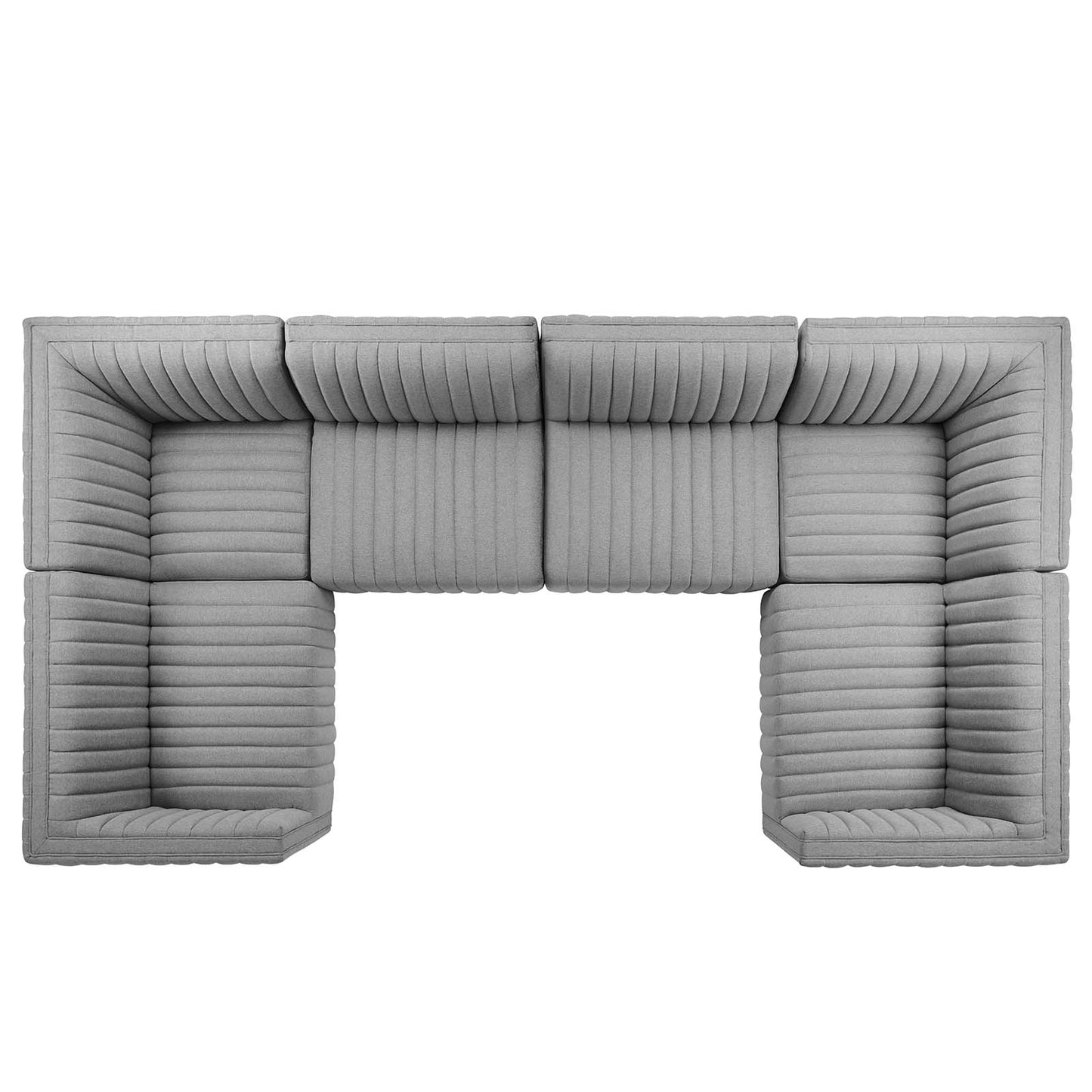 Conjure Channel Tufted Upholstered Fabric 6-Piece U-Shaped Sectional