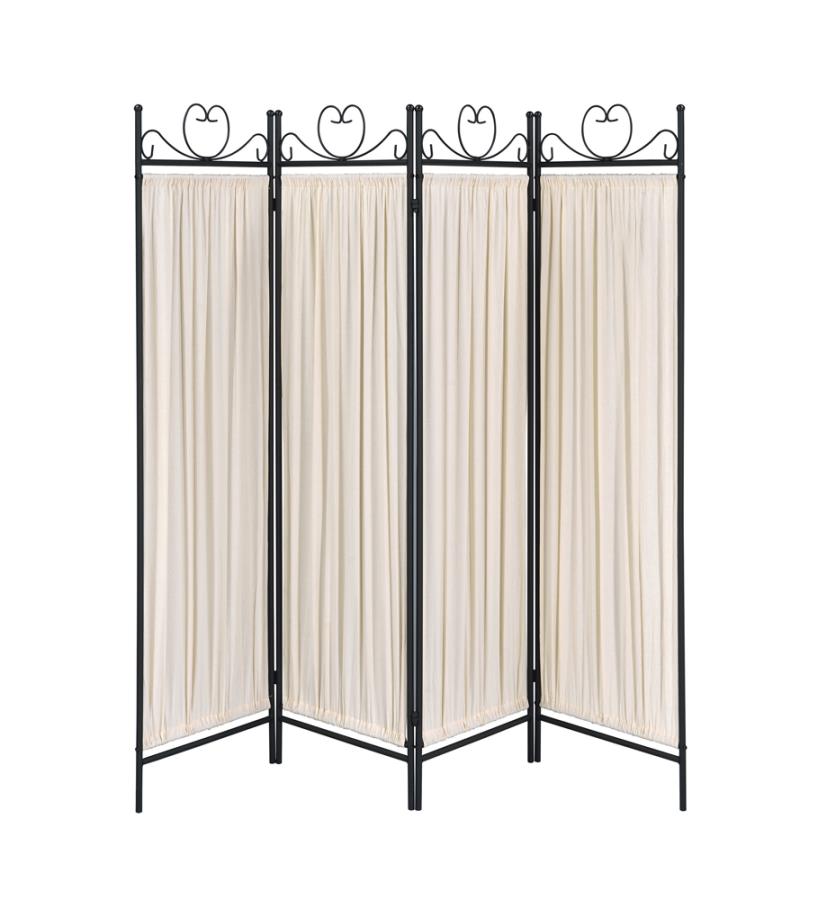 4-panel Folding Screen Beige and Black