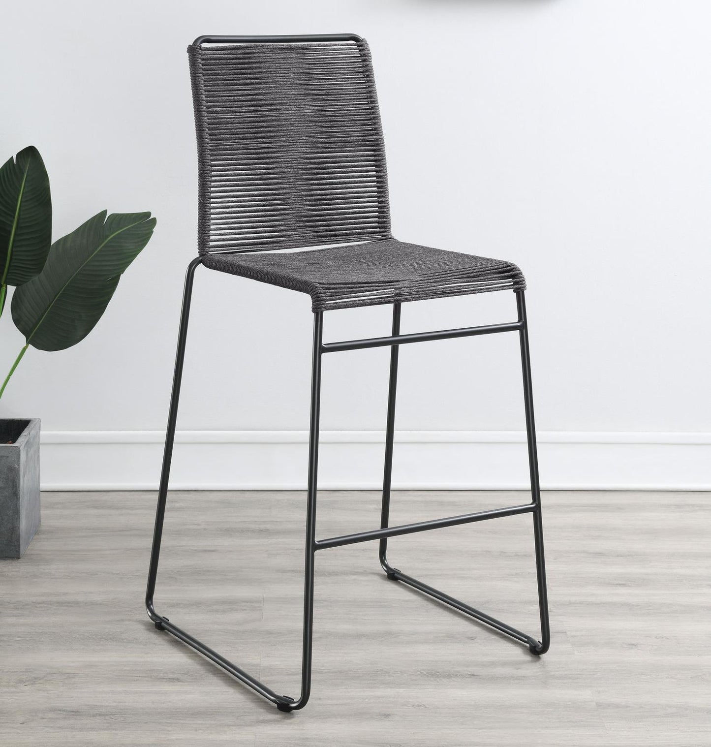 Kai Upholstered Bar Stools with Footrest (Set of 2) Charcoal and Gunmetal