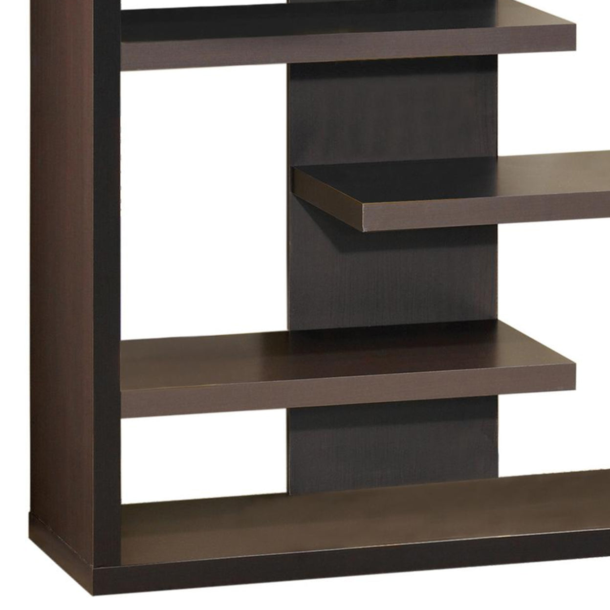 Bookcase with Staggered Floating Shelves Cappuccino