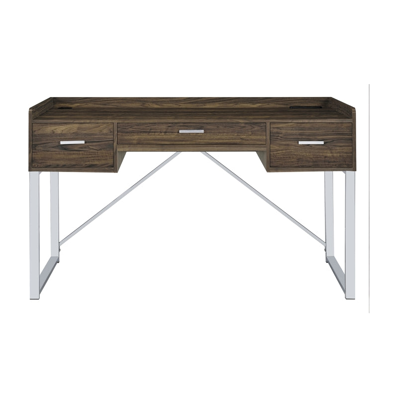Angelica 3-drawer Writing Desk Walnut and Chrome