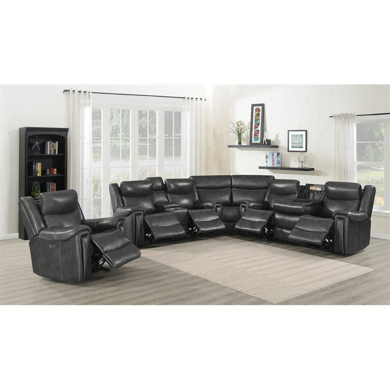 Shallowford 3-piece Upholstered Power^2 Sectional Hand Rubbed Charcoal