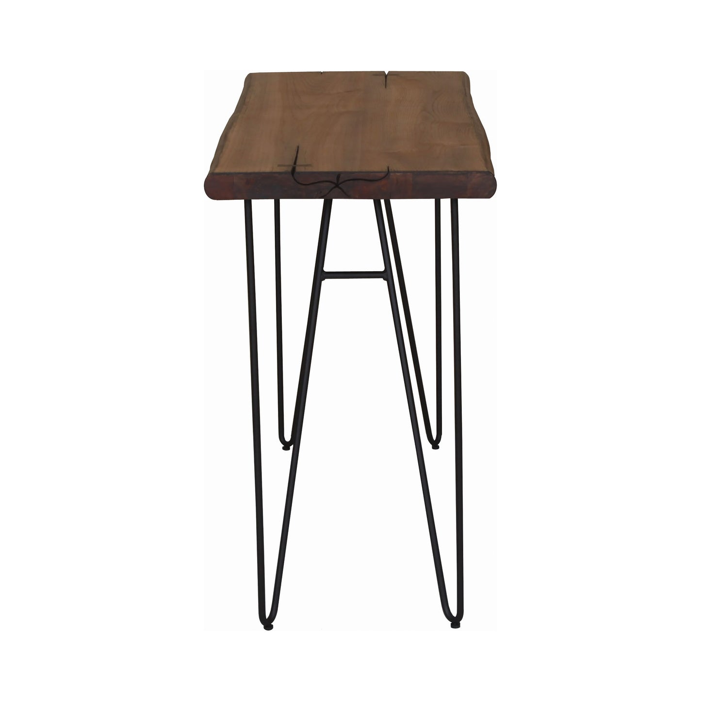 Sofa Table with Hairpin Legs Natural Honey and Gunmetal