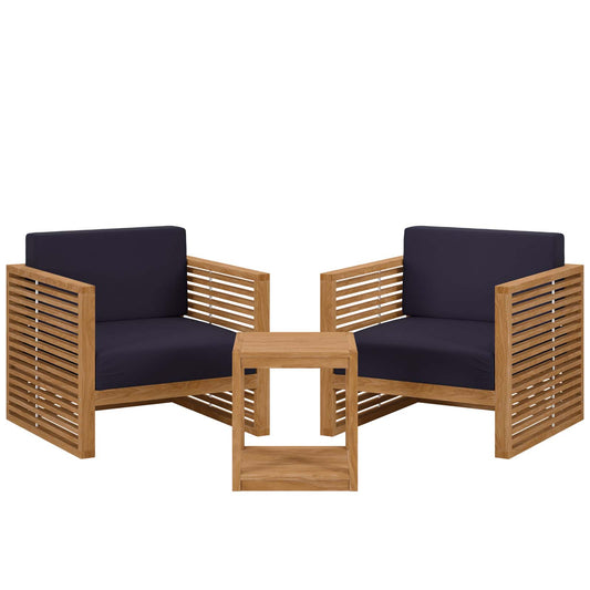 Carlsbad 3-Piece Teak Wood Outdoor Patio Set