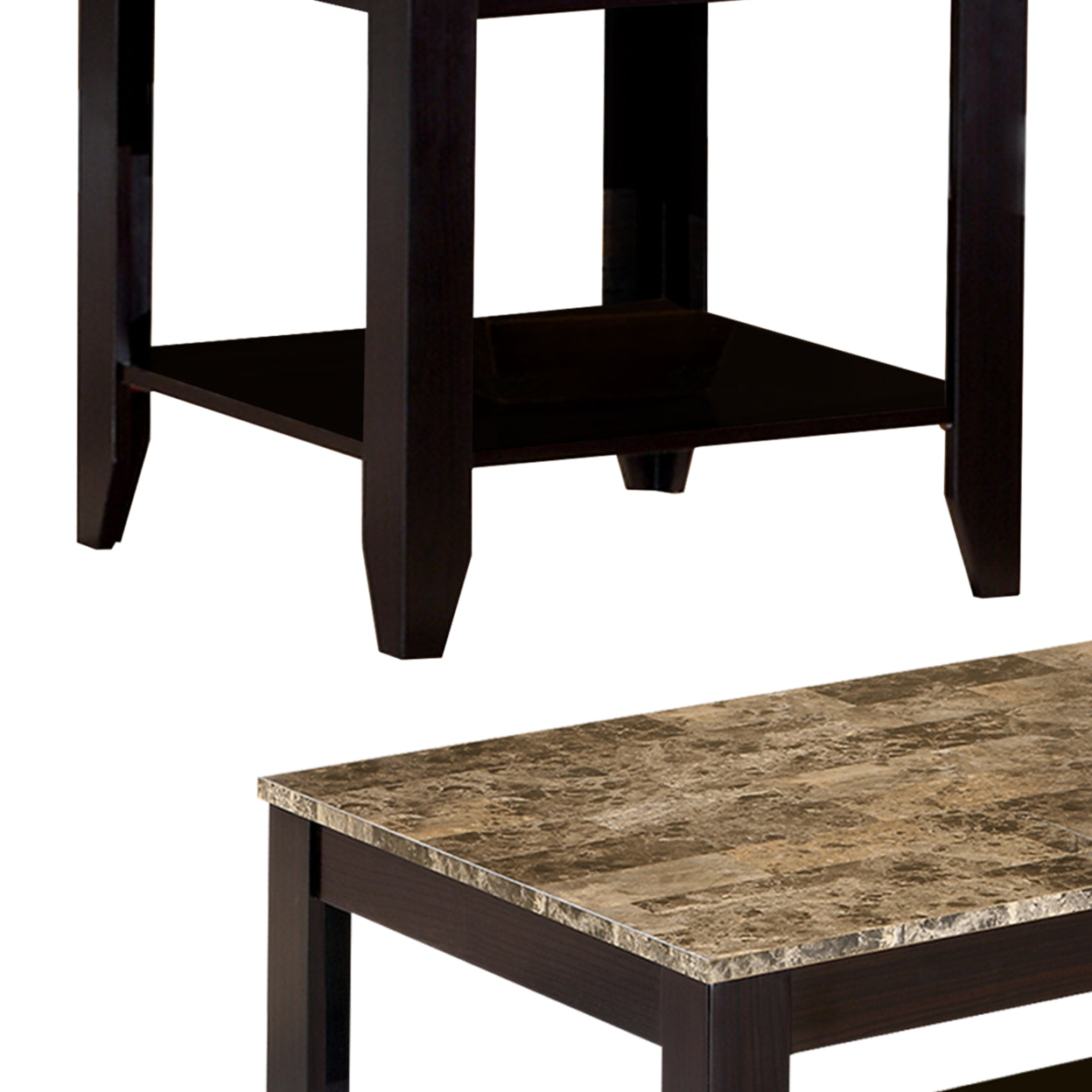 3-piece Occasional Table Set with Shelf Cappuccino
