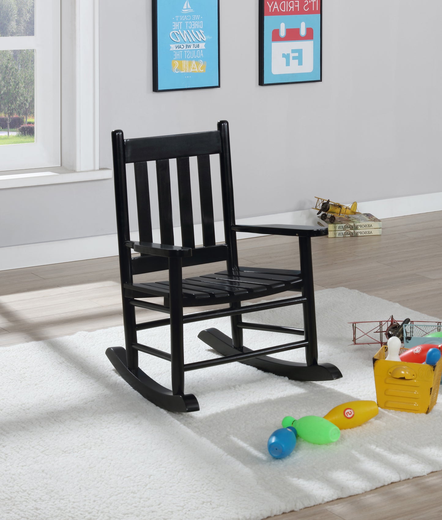 Slat Back Youth Rocking Chair Black