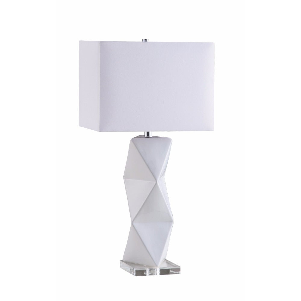 Geometric Ceramic Base Table Lamp White