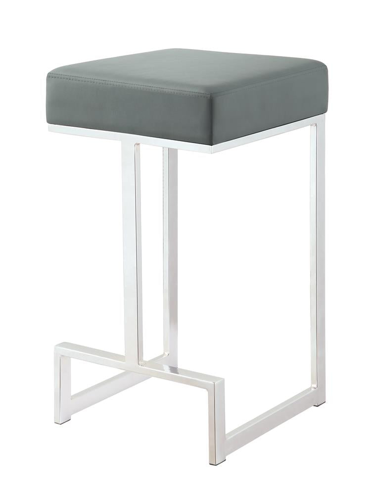 Gervase Square Counter Height Stool Grey and Chrome