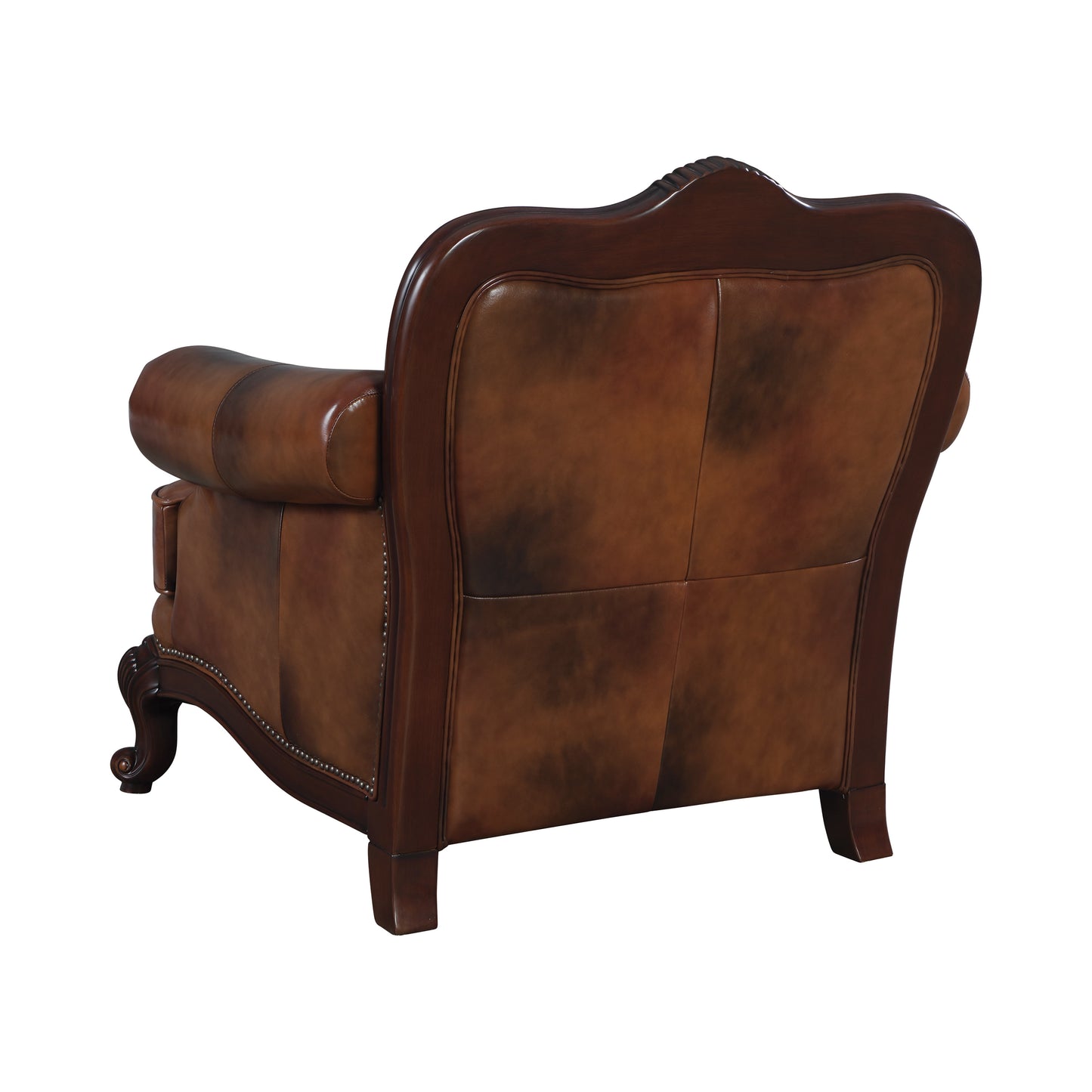 Victoria Rolled Arm Chair Tri-tone and Brown