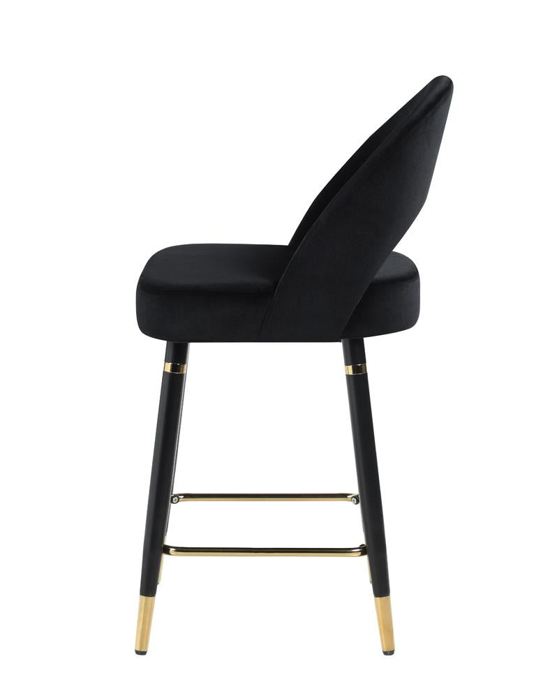 Reyes Arched Back Upholstered Counter Height Stools Black (Set of 2)