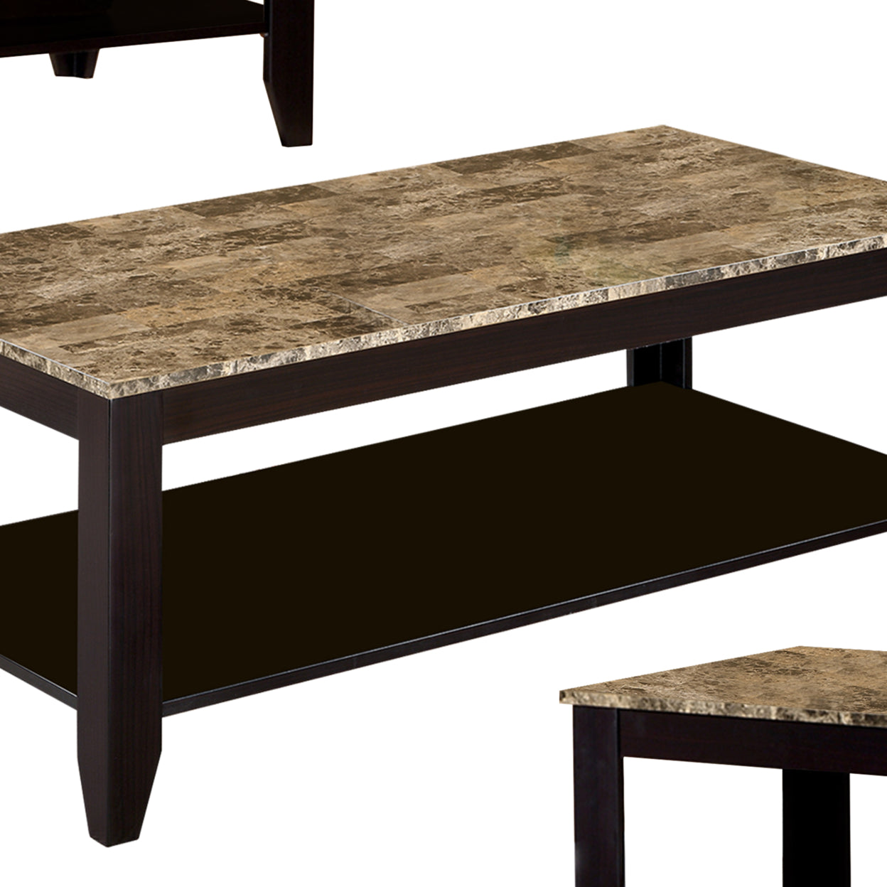 3-piece Occasional Table Set with Shelf Cappuccino